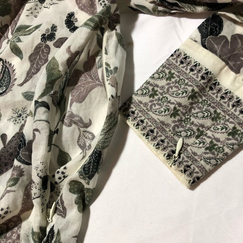 Tory Burch embellished botanical print v neck long sleeve womens tunic top S - Picture 9 of 12